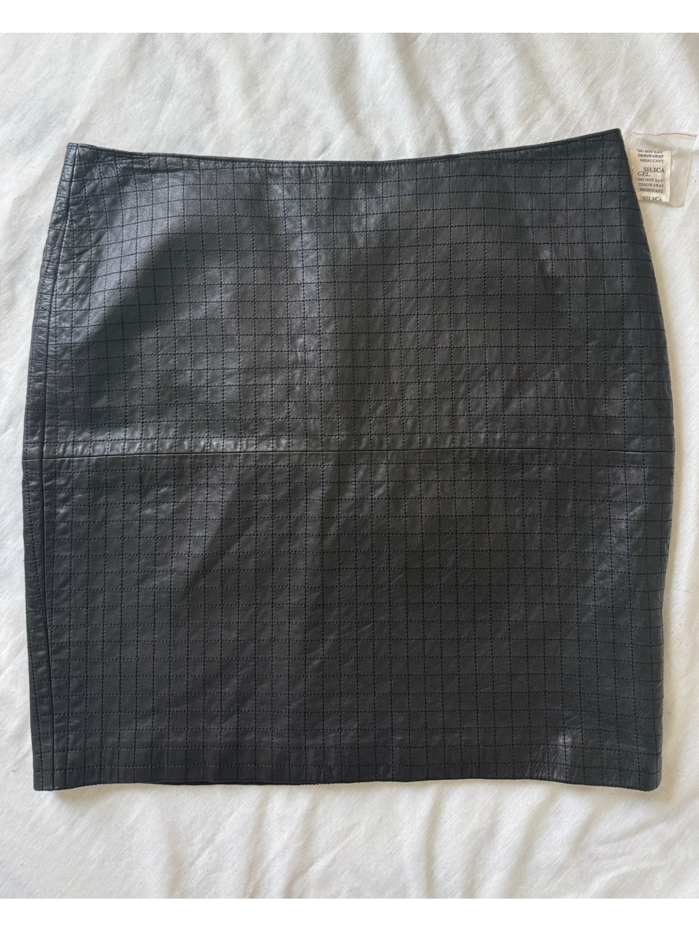 Liz Claiborne Black Genuine Leather Quilted Skirt Size 16